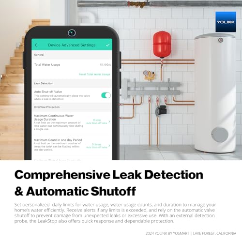 YoLink LeakStop 2 Washing Machine Leak Detector with Auto Shut-Off, Hot & Cold Water Valves, Flow Monitoring, 2 AA Battery Powered, LoRa Smart System, Hub Required - Image 7
