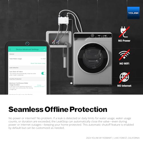YoLink LeakStop 2 Washing Machine Leak Detector with Auto Shut-Off, Hot & Cold Water Valves, Flow Monitoring, 2 AA Battery Powered, LoRa Smart System, Hub Required - Image 8