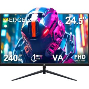 Z-Edge 24.5 inch 240Hz 165Hz 144Hz Gaming Monitor, FHD 1080p, MPRT 1ms, IPS Monitor Gaming, 350nits, 16.7M Colors, 5000:1 Contrast, UG25I Frameless Bezel, DP x1, HDMI x2