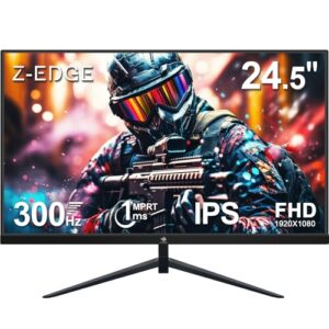Z-Edge 24.5 inch 300Hz 280Hz 240Hz Gaming Monitor, UG25S FHD 1080p, Ultra Fast MPRT 1ms, IPS Monitor Gaming, PC Computer Monitor, 16.7M Colors, DP x2, HDMI x2