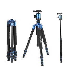 ZOMEI Z818 Tall Camera Tripod 65” Aluminium Alloy Monopod with 360 Panorama Ball Head Quick Release Plate(Blue)