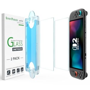 amFilm Auto-Alignment OneTouch for Nintendo Switch 2 Screen Protector [7.9”] 2025 Tempered Glass, Accessories, 30 seconds Installation, Bubble Free, Anti-Scratch, Touch Sensitive, Ultra-Clear [2Pack]