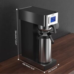 crosson Auto Filling Commercial Coffee Brewer, Plumbed Direct Waterline Drip Coffee Maker with 24 Hours Hot 2.2L Airpot Coffee Carafe Dispenser with Pump