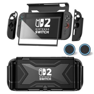 for Nintendo Switch 2 Case 2025 【Bult-in Screen Protector, [Military-Grade Protection] [Magnetic Joy Con Controllers Friendly] Dockable Cover Accessories for Nintendo Switch 2