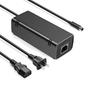 for Xbox 360 E Power Supply Brick with Power Cord, AC Adapter Power Supply Charger for Microsoft Xbox 360 E Console, 100-240V Auto Voltage, New Cooling System Low Noise Safty Easy to Use
