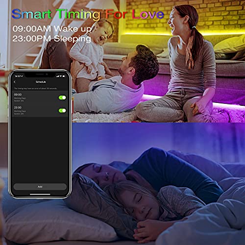hyrion Smart LED Lights for Bedroom 100ft, Voice Control Strip Lights with Alexa and Google Assistant, RGB Color Changing, Music Sync WI-FI Led Lighting with App Controlled for Room Decor(2 * 50ft) - Image 5