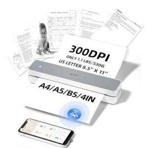 iDPRT Portable-Printer Wireless for Travel, 300DPI Inkless-Thermal-Printers for Home Use, Office, Supports 8.5″ x 11″&A4&A5(Cannot Print Color Only Supports Thermal Paper)