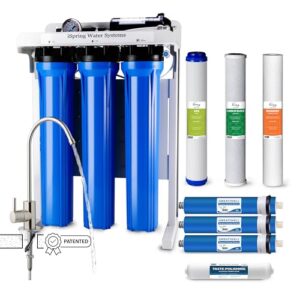iSpring RCB3P Tankless Reverse Osmosis RO Water Filtration System, 300 GPD RO System, Reduces TDS, 1.5:1 Pure to Drain, Booster Pump & Pressure Gauge for Residential & Light Commercial Use
