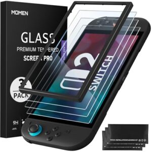momen 3-Pack Screen Protector for Nintendo Switch 2 with Auto-Alignment 2025, Anti Blue Light 9H Tempered Glass Matte Screen Protector, Dust Free, 25 Seconds Installation, Bubble-Free, Ultra-Clear