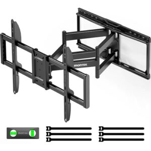 monTEK Heavy Duty TV Wall Mount for 37-90 Inch TVs up to 165lbs, 4X Load Tested, 25.1″ Extended Full Motion Dual Articulating Arms, Fits 12/16/18/24″ Studs, Tool-Free Tilt/Swivel, Max VESA 600x400mm