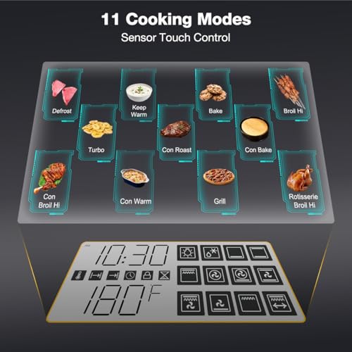 24" Electric Wall Oven, ThermoMate 2.6 Cu.Ft. Built-in Wall Oven with 12 Functions, 3100W Convection Ovens, Sensor Touch Control, Safety Lock, Stainless Steel, ETL Certified - Image 5