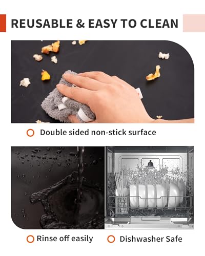 3 Pack Oven Liners for Bottom of Oven, 17x25" Large Heavy Duty Non-Stick Reusable Oven Mat for Electric, Gas, Toaster & Convection Ovens - BPA & PFOA Free, Dishwasher Safe, Kitchen Essentials, Black - Image 5