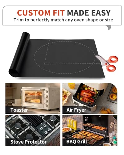 3 Pack Oven Liners for Bottom of Oven, 17x25" Large Heavy Duty Non-Stick Reusable Oven Mat for Electric, Gas, Toaster & Convection Ovens - BPA & PFOA Free, Dishwasher Safe, Kitchen Essentials, Black - Image 6