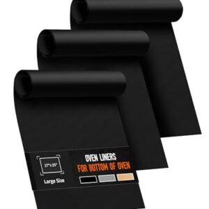 3 Pack Oven Liners for Bottom of Oven, 17×25″ Large Heavy Duty Non-Stick Reusable Oven Mat for Electric, Gas, Toaster & Convection Ovens – BPA & PFOA Free, Dishwasher Safe, Kitchen Essentials, Black