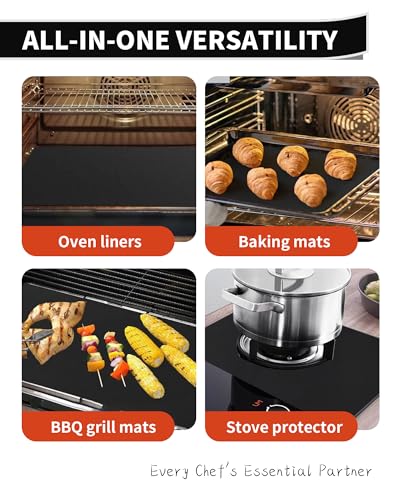 3 Pack Oven Liners for Bottom of Oven, 17x25" Large Heavy Duty Non-Stick Reusable Oven Mat for Electric, Gas, Toaster & Convection Ovens - BPA & PFOA Free, Dishwasher Safe, Kitchen Essentials, Black - Image 7