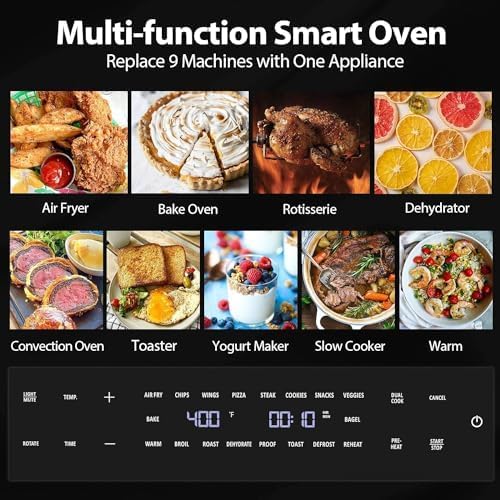 32QT Extra Large Air Fryer, 19-In-1 Air Fryer Toaster Oven Combo with Rotisserie and Dehydrator, Digital Convection Oven Countertop Airfryer Fit 13" Pizza, 6 Accessories, 1800w (Black) - Image 4