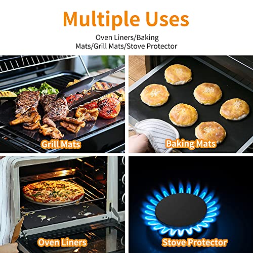 4 Pack Large Oven Liners for Bottom of Electric Gas Oven Reusable,17"x 25" Thick Heavy Duty Nonstick Teflon Oven Mat, Heat Resistant Grill Mats Outdoor, Easy to Clean Gas Stove Liners - Image 4