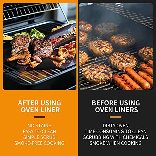 4 Pack Large Oven Liners for Bottom of Electric Gas Oven Reusable,17"x 25" Thick Heavy Duty Nonstick Teflon Oven Mat, Heat Resistant Grill Mats Outdoor, Easy to Clean Gas Stove Liners - Image 5