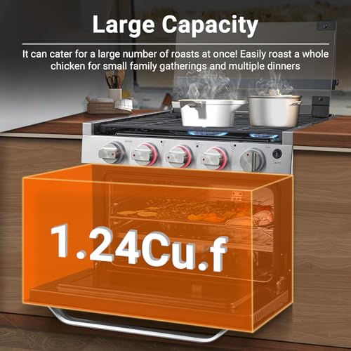AMZCHEF RV Gas Range 17 Inches Tall, 1.24 Cu.Ft Propane Range Oven with 3 Burners Stove for RV, Apartment, Mobile Home, Stainless Steel. - Image 4