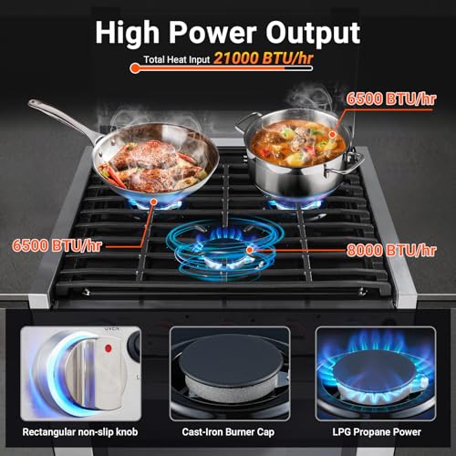 AMZCHEF RV Gas Range 21 Inches Tall,1.77 Cu.Ft Propane Range Oven with 3 Burners Stove for RV, Apartment, Mobile Home, Stainless Steel. - Image 5