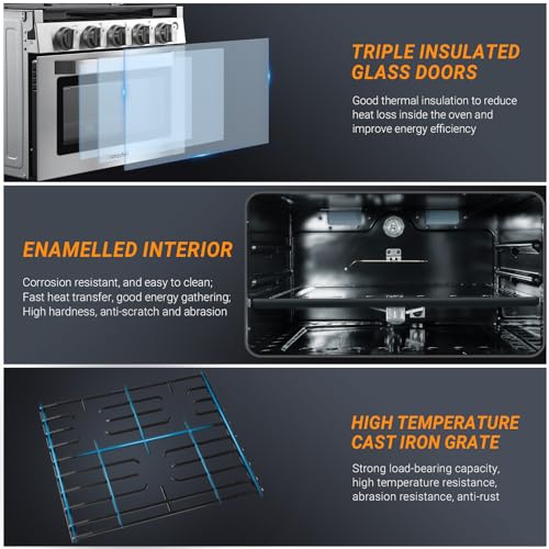 AMZCHEF RV Gas Range 17 Inches Tall, 1.24 Cu.Ft Propane Range Oven with 3 Burners Stove for RV, Apartment, Mobile Home, Stainless Steel. - Image 6