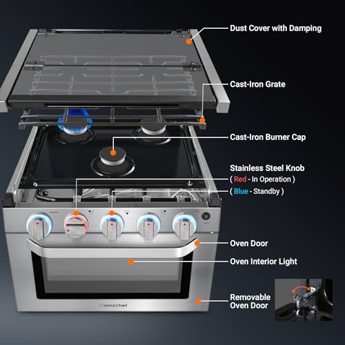 AMZCHEF RV Gas Range 21 Inches Tall,1.77 Cu.Ft Propane Range Oven with 3 Burners Stove for RV, Apartment, Mobile Home, Stainless Steel. - Image 7