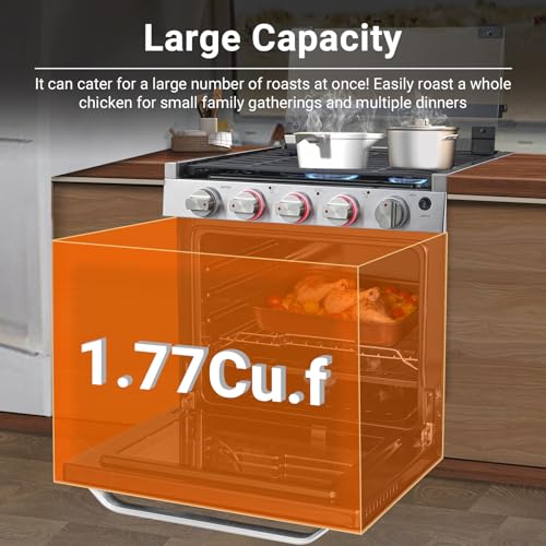 AMZCHEF RV Gas Range 21 Inches Tall,1.77 Cu.Ft Propane Range Oven with 3 Burners Stove for RV, Apartment, Mobile Home, Stainless Steel. - Image 4