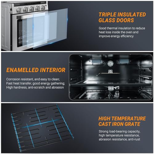 AMZCHEF RV Gas Range 21 Inches Tall,1.77 Cu.Ft Propane Range Oven with 3 Burners Stove for RV, Apartment, Mobile Home, Stainless Steel. - Image 6