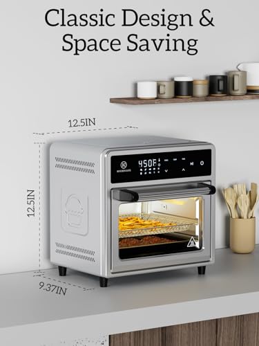 Air Fryer Toaster Oven Combo,10-in-1 12.6QT Compact Countertop Oven,9 Touch Screen Presets & 1 DIY Function,Easy Digital Controls,4 Accessories Included,Stainless Steel,Kitchen Elite - Image 3