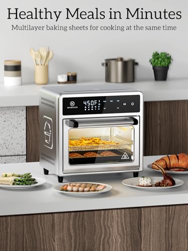 Air Fryer Toaster Oven Combo,10-in-1 12.6QT Compact Countertop Oven,9 Touch Screen Presets & 1 DIY Function,Easy Digital Controls,4 Accessories Included,Stainless Steel,Kitchen Elite - Image 6