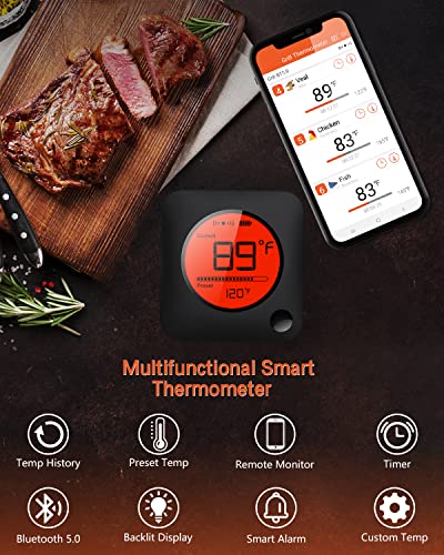 BFOUR Bluetooth Meat Thermometer Wireless Meat Thermometer, Wireless Digital Grill Thermometer with 6 Temperature Probes, Large LCD Display, Bluetooth Thermometer for Grill, Smoker, Oven and BBQ - Image 4