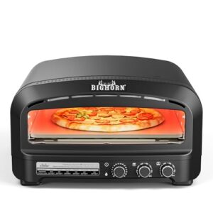 BIG HORN OUTDOORS Pizza Oven Indoor, 14″ Electric Countertop Pizza Oven with 6 Modes, Heats up to 800°F Pizza Maker, Flip-Up Design Pizza Cooker for Home Kitchen, Restaurants, Parties