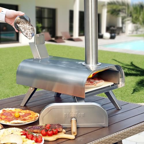 BIG HORN OUTDOORS Pizza Ovens Wood Pellet 12” Pizza Oven Cooking Pizza Maker Portable Stainless Steel Pizza Grill, Silver Portable Party use - Image 3