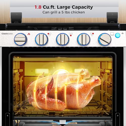 CAMPLUX Classic RV Stove Propane Range 21 Inches, Propane Oven with 3 Burners Cooktop for RV, RV Propane Oven Stove Combo 28,100 BTU/Hr, Stainless Steel RGS21MSF - Image 6