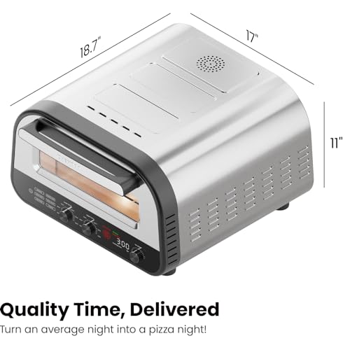 CHEFMAN Indoor Pizza Oven - Makes 12 Inch Pizzas in Minutes, Heats up to 800°F - Countertop Electric Pizza Maker with 5 Touchscreen Presets, Pizza Stone and Peel Included - Stainless Steel - Image 4