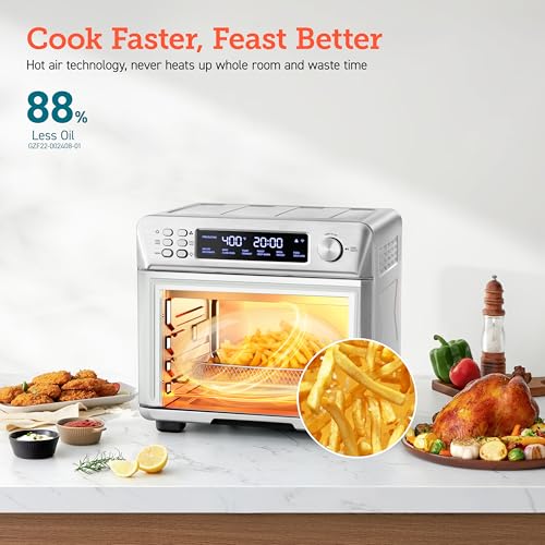 COSORI Smart 12-in-1 Air Fryer Toaster Oven Combo, Airfryer Convection Oven Countertop, Bake, Roast, Reheat, Broiler, Dehydrate, 75 Recipes & 3 Accessories, 26QT, Silver-Stainless Steel - Image 3
