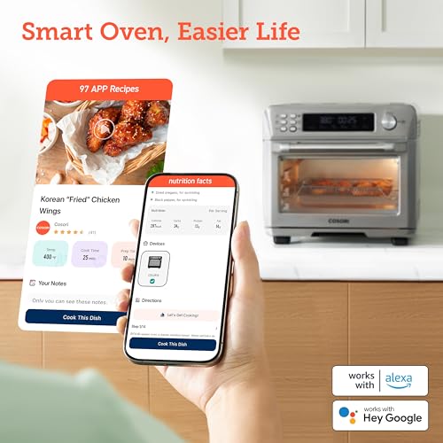 COSORI Smart 12-in-1 Air Fryer Toaster Oven Combo, Airfryer Convection Oven Countertop, Bake, Roast, Reheat, Broiler, Dehydrate, 75 Recipes & 3 Accessories, 26QT, Silver-Stainless Steel - Image 7