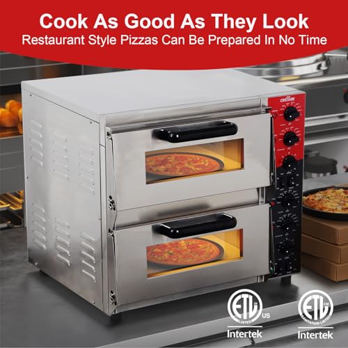 CROSSON ETL listed Commercial Double Deck 16 inch Countertop Electric Pizza Oven with pizza stone, Multipurpose Indoor Pizza oven for Restaurant use,120V/3200W - Image 5