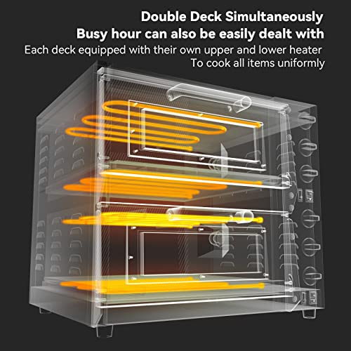 CROSSON ETL listed Commercial Double Deck 16 inch Countertop Electric Pizza Oven with pizza stone, Multipurpose Indoor Pizza oven for Restaurant use,120V/3200W - Image 6