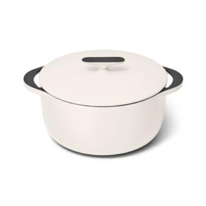 Caraway Enameled Dutch Oven – 6.5 qt Cast Iron Dutch Oven With Lid – 3 Layer Enamel Coating – No Seasoning Required – Compatible With All Stovetops – Oven Safe – No Forever Chemicals – Cream