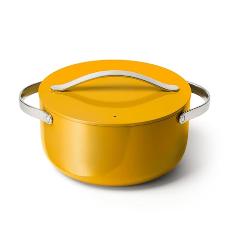 Caraway Nonstick Ceramic Dutch Oven Pot with Lid (6.5 qt, 10.5") - Non Toxic, PTFE & PFOA Free - Oven Safe & Compatible with All Stovetops (Gas, Electric & Induction) - Marigold - Image 2