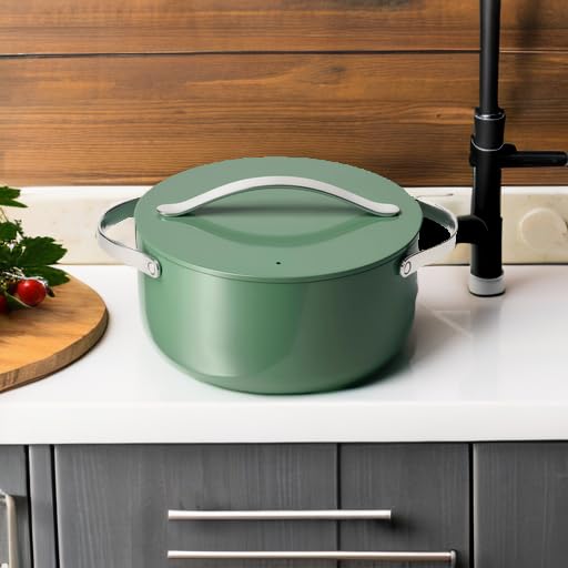 Caraway Nonstick Ceramic Dutch Oven Pot with Lid (6.5 qt, 10.5") - Non Toxic, PTFE & PFOA Free - Oven Safe & Compatible with All Stovetops (Gas, Electric & Induction) - Sage - Image 3