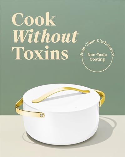 Caraway Nonstick Ceramic Dutch Oven Pot with Lid (6.5 qt, 10.5") - Non Toxic, PTFE & PFOA Free - Oven Safe & Compatible with All Stovetops (Gas, Electric & Induction) - White - Image 4