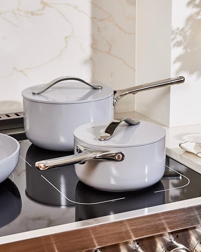 Caraway Nonstick Ceramic Sauce Pan with Lid (1.75 qt) - Non Toxic, PTFE & PFOA Free - Oven Safe & Compatible with All Stovetops (Gas, Electric & Induction) - Marigold - Image 3