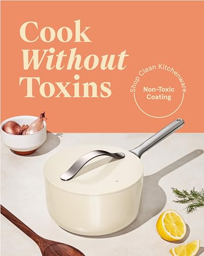 Caraway Nonstick Ceramic Sauce Pan with Lid (1.75 qt) - Non Toxic, PTFE & PFOA Free - Oven Safe & Compatible with All Stovetops (Gas, Electric & Induction) - Marigold - Image 4