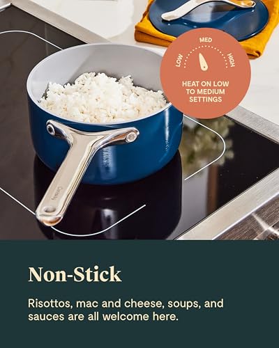 Caraway Nonstick Ceramic Sauce Pan with Lid (1.75 qt) - Non Toxic, PTFE & PFOA Free - Oven Safe & Compatible with All Stovetops (Gas, Electric & Induction) - Marigold - Image 7