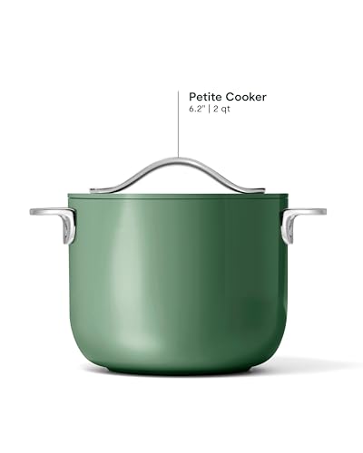 Caraway Petite Cooker - 2 Qt Ceramic Coated Pot - Free From Forever Chemicals - Perfect for Rice, Grains, or Sauces - Sage - Image 5