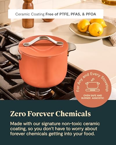 Caraway Petite Cooker - 2 Qt Ceramic Coated Pot - Free From Forever Chemicals - Perfect for Rice, Grains, or Sauces - Sage - Image 6
