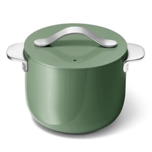 Caraway Petite Cooker – 2 Qt Ceramic Coated Pot – Free From Forever Chemicals – Perfect for Rice, Grains, or Sauces – Sage