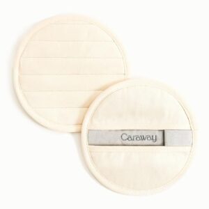 Caraway Pot Holders – 100% Organic Cotton Pot Holder – Double-Layer Stain Resistant Stitching – Resists High Heat & Low Cold Temperatures – Machine Washable – Cream
